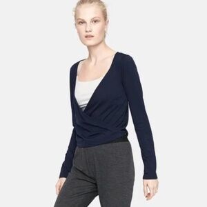 Outdoor Voices Merino Wrap Top in Navy Size M